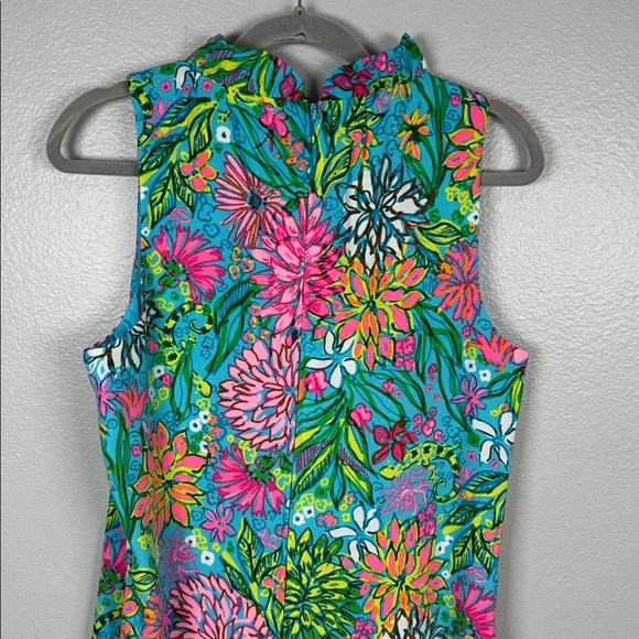 Lilly Pulitzer Adalina Romper Sea Breeze Blue Walking on Sunshine print size 10 - Picture 6 of 10